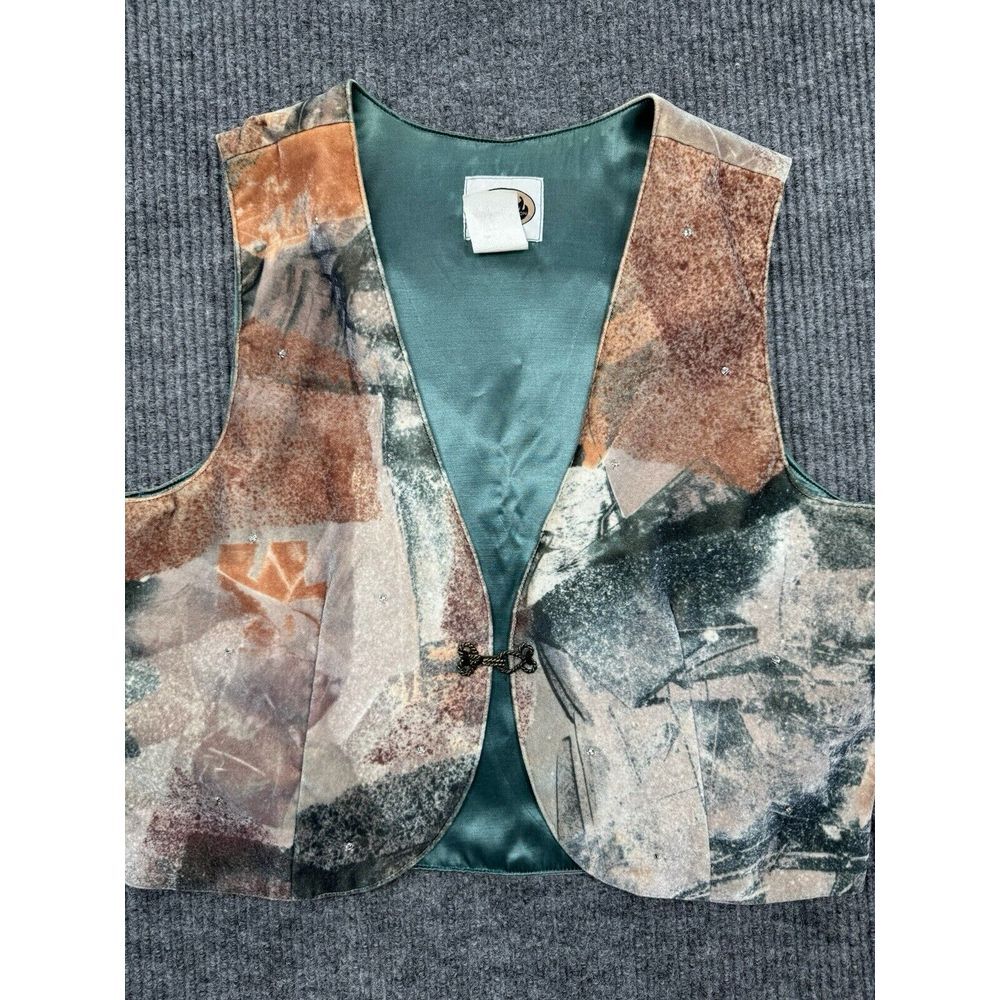Western‎ Collection Vest Women's Large Geometric Pattern Blue Brown Hook USA VTG